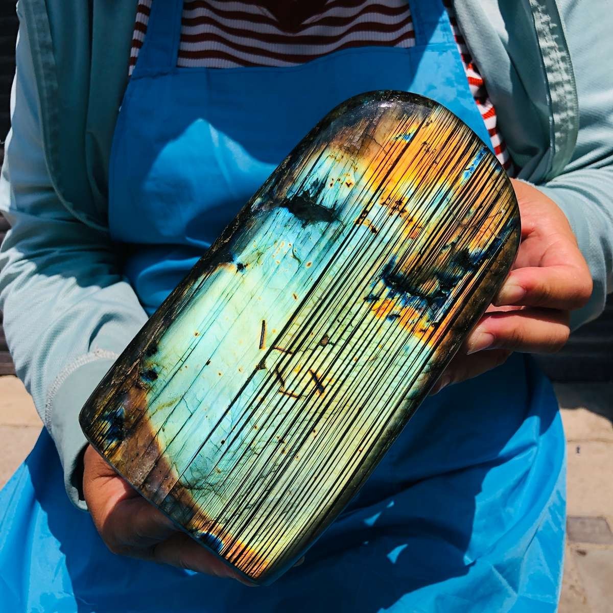 5.39LB Natural Labradorite Blue Quartz Crystal Polished Healing Sample 6443