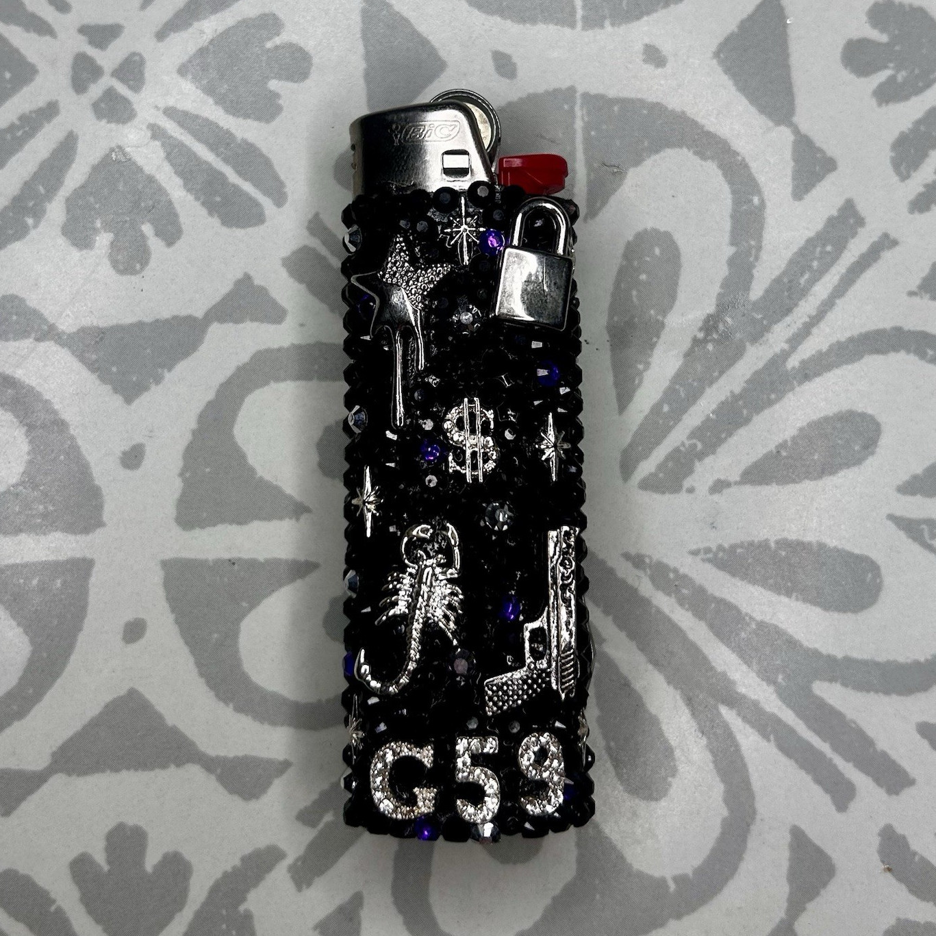 Handcrafted $uicideboy$ Themed Rhinestone Novelty BIC Lighter w/Mini Pocketknife