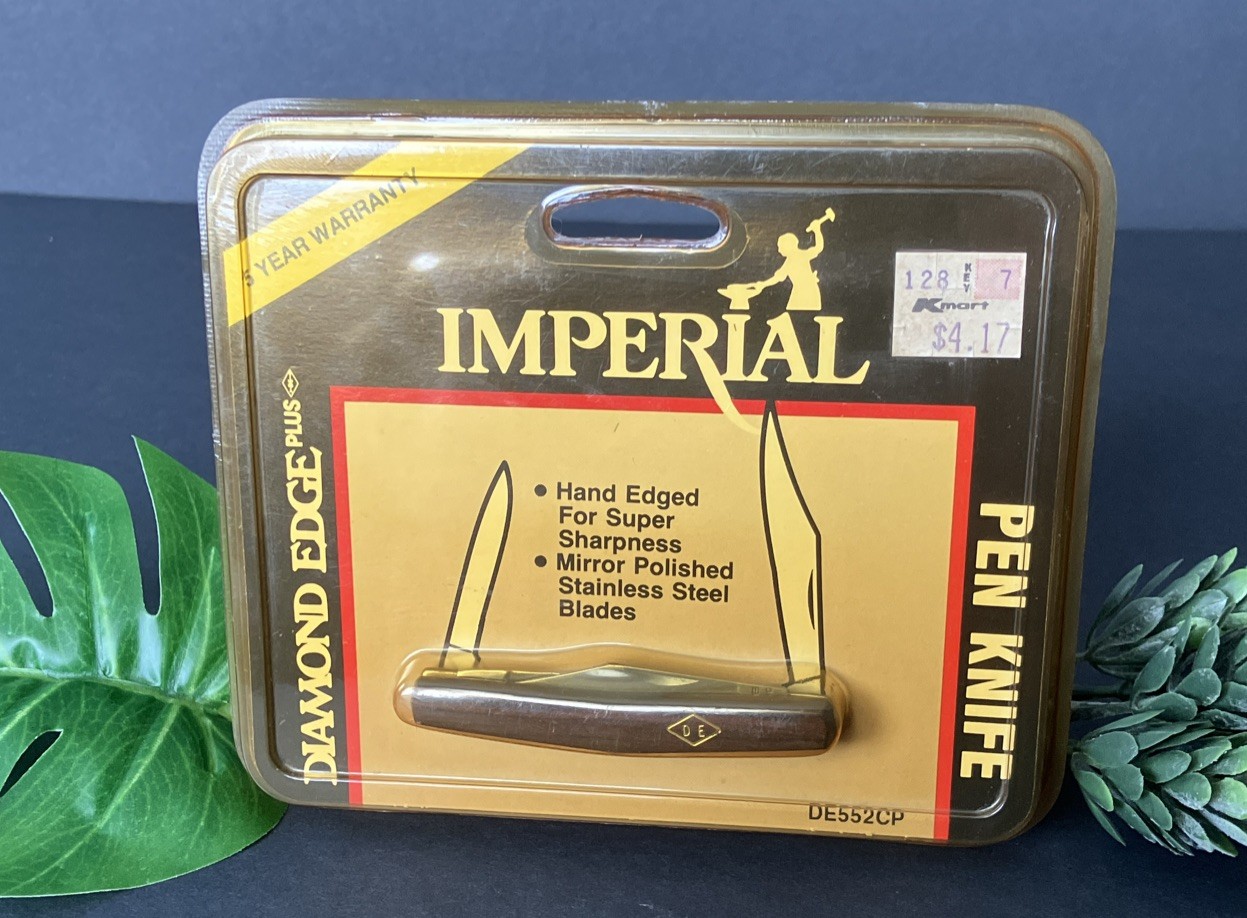 VTG IMPERIAL DIAMOND EDGE Two Blade Wood Handle Knife Made In Ireland New Sealed
