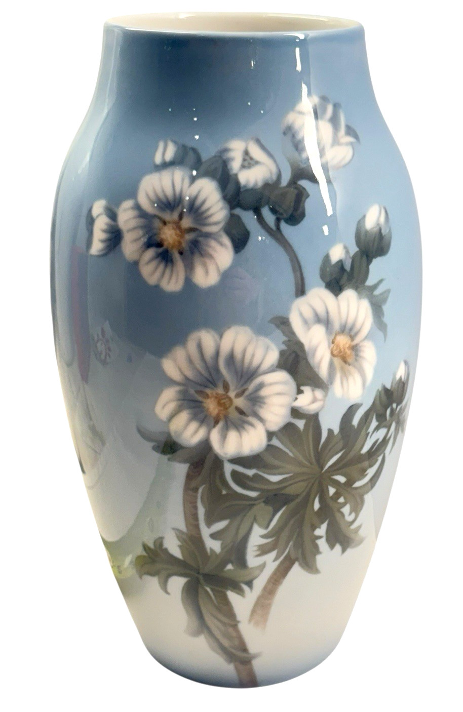 VTG Bing & Grondahl Denmark 8637/243 Floral Porcelain LG Vase Signed SK 10.25”