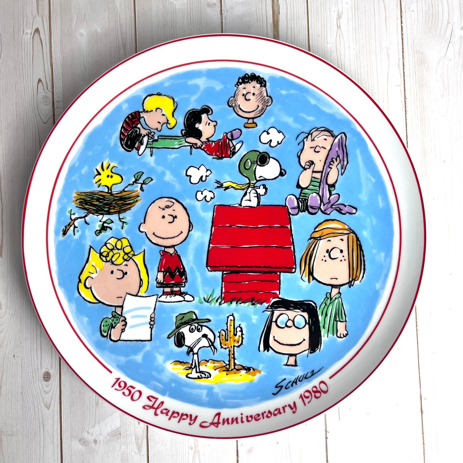 VTG Peanuts 1950-1980 30th Anniversary Plate Schmid Snoopy Charlie Brown Schulz