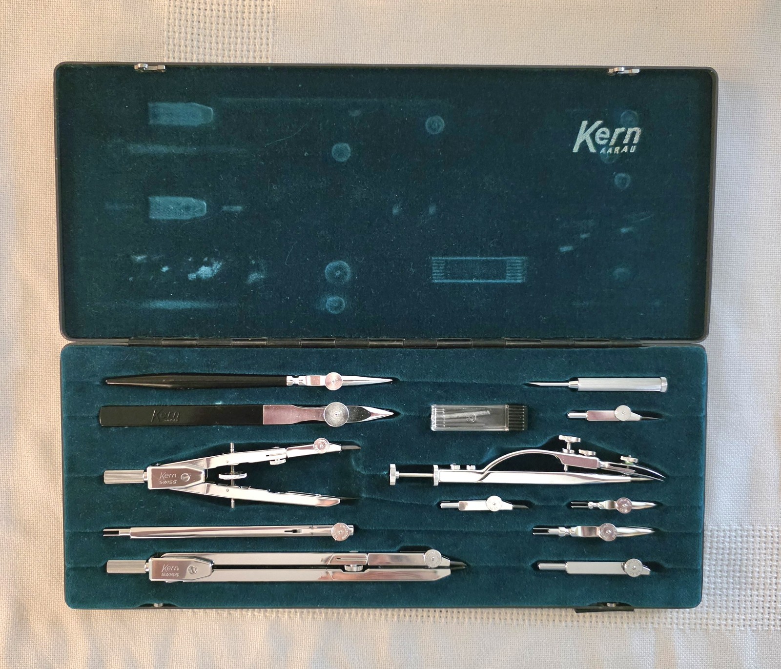 Kern Swiss A134 Hartchrom Precision Drafting Instrument Set Vintage Switzerland
