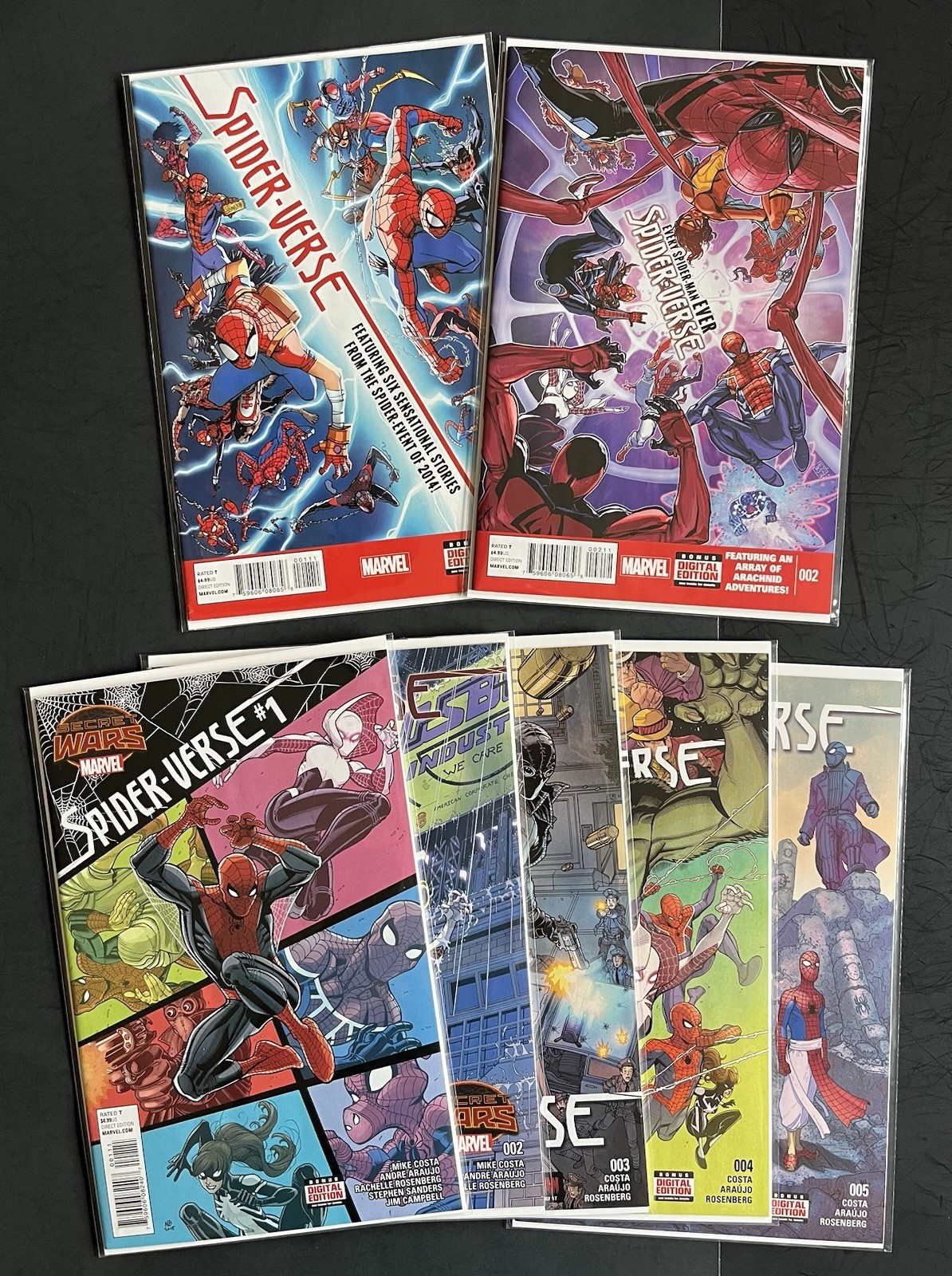 Spider-Verse #1 & 2, #1-5 Secret Wars (2015) NM Key Lot 1st Print Spider-Man