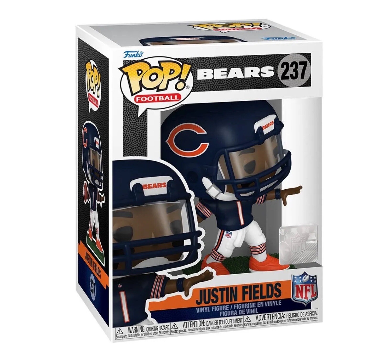 Funko POP #237 NFL Justin Fields Chicago Bears Home Jersey Vinyl Figure New