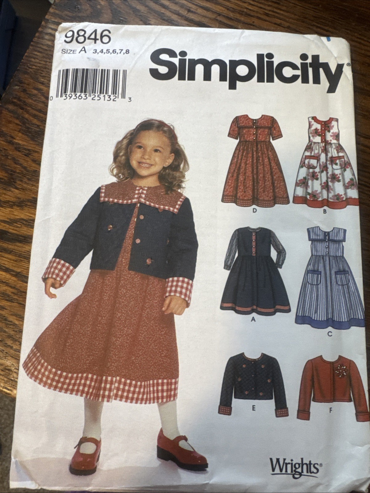 Simplicity Pattern #9846 Size A3-8 Childs Dress Or Jumper In 2 Lengths