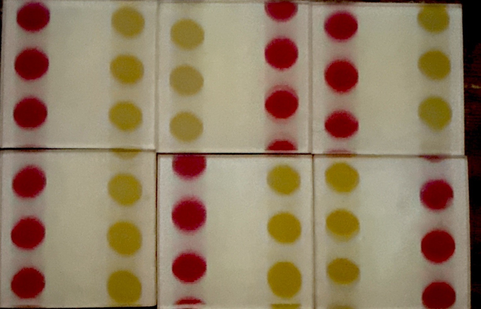 6-Vtg 1960s VARI VUE SALESMAN SAMPLES FLOATING DOTS YELLOW RED 1.4