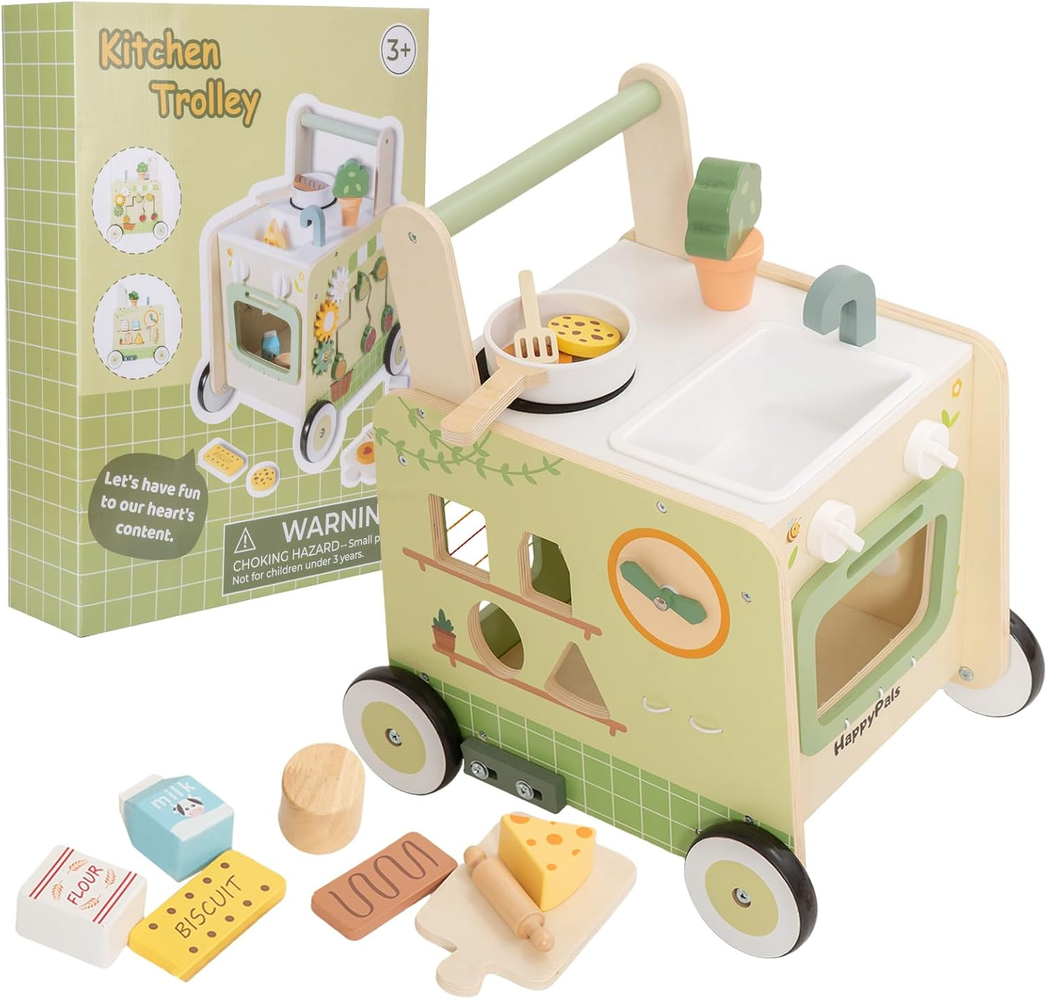 7-In-1 Wooden Baby Push Walker, Montessori Activity Center for Toddlers 1-3 7-In-1 Wooden Baby Push Walker, Montessori Activity Center for Toddlers 1-3