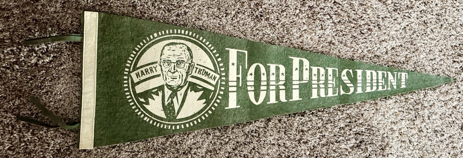 Vintage 1948 Harry Truman for President 25” Across Picture Pennant