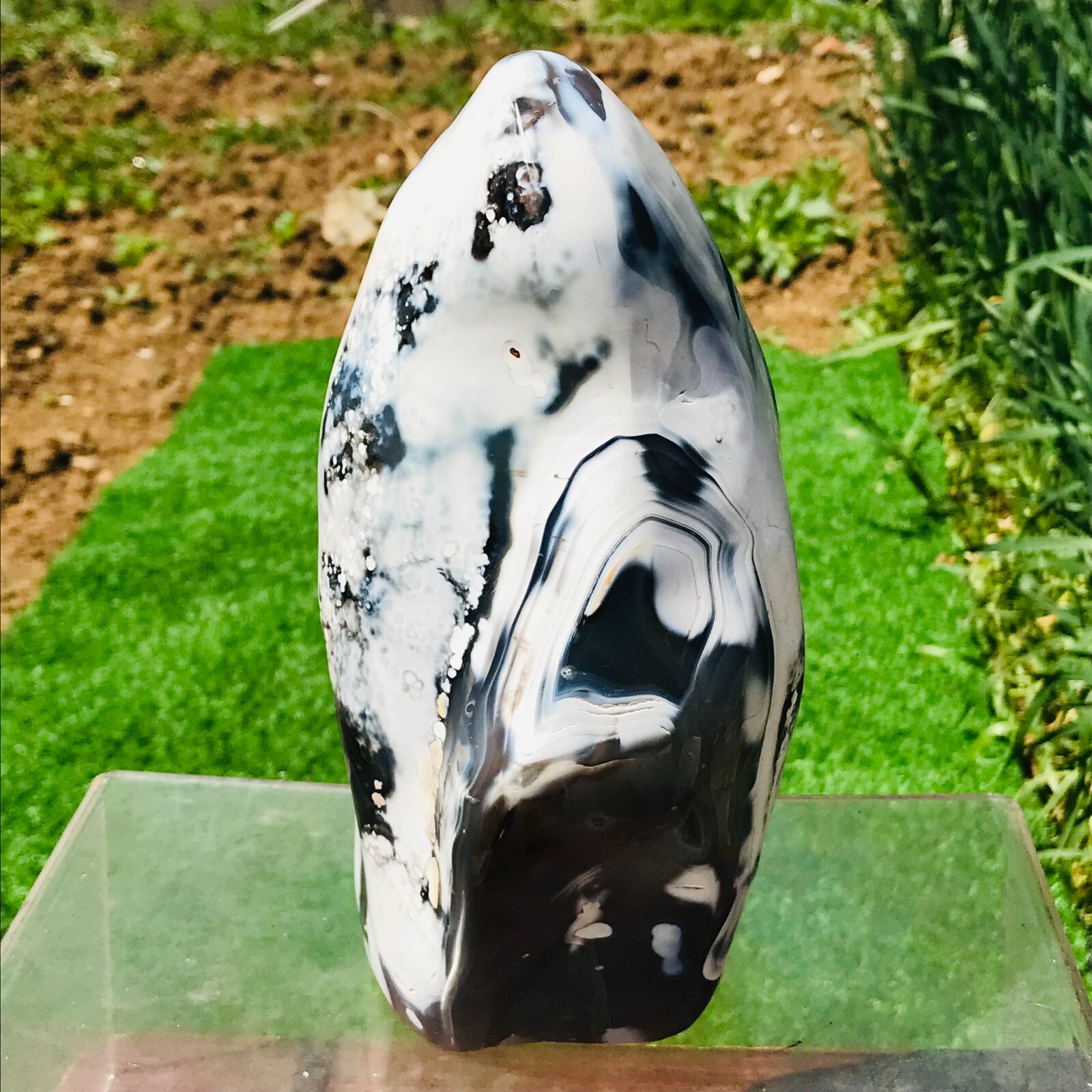 7.14lb Large Natural Orca Agate Quartz Crystal Display Mineral Specimen Healing