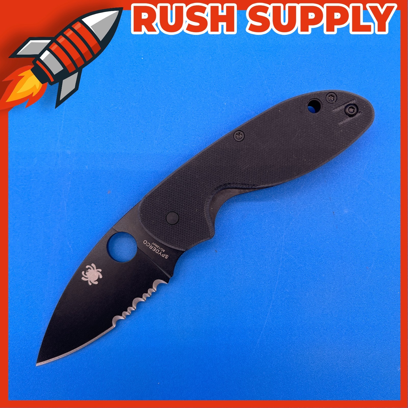 New Spyderco Efficient Knife Combo Edge Blade Black G-10 Handle - C216GPSBBK
