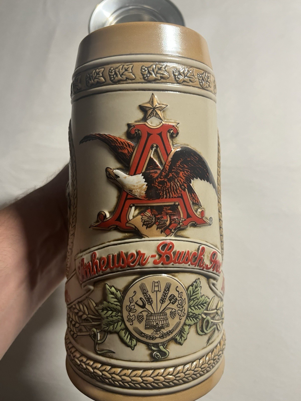 Vintage 1985 Budweiser History of Brewing Series #2 Beer Stein Pewter Lid