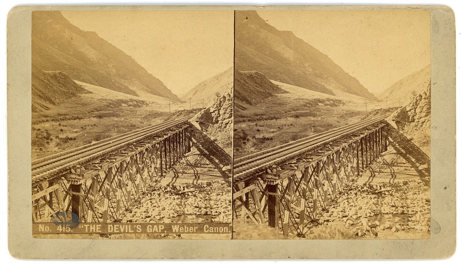 UTAH STEREOVIEW - UPRR - Weber Canon - The Devil\'s Gap - Weitfle 1880s