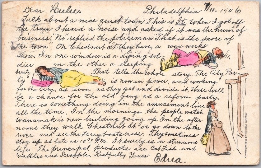 Vintage 1906 PHILADELPHIA Pennsylvania Comic Postcard \