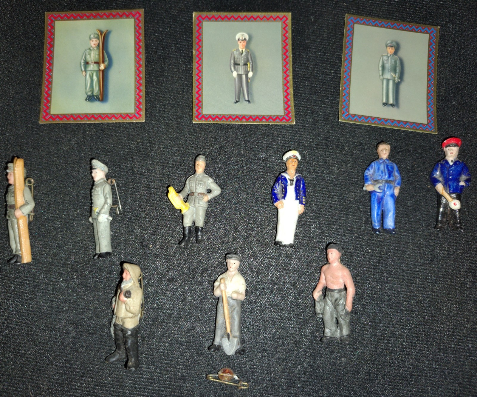 Pre WW2 WWII Porcelain Mini Soldier Pins Winterhilfswerk Donation Pins Lot 2