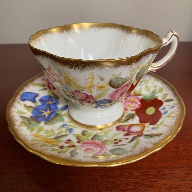 Vtg HAMMERSLEY & CO Queen Anne Tea Cup and Saucer Bone China Footed England