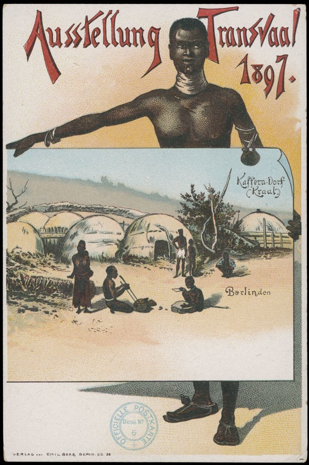 1897, GERMAN COLONIES, BERLIN-TRANSVAAL EXHIBITION COLOR POSTCARD, UNUSED