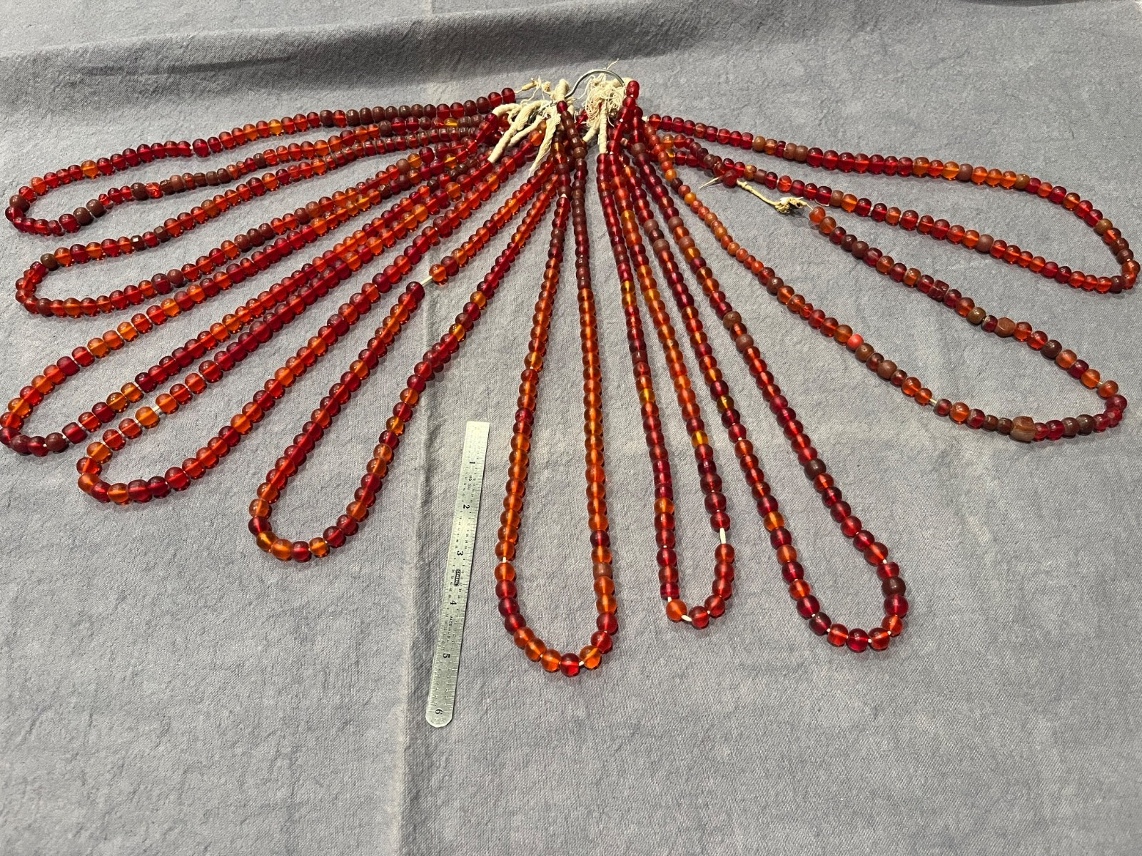 10 strands  Vintage  Red  orange  Glass Trade BEADS