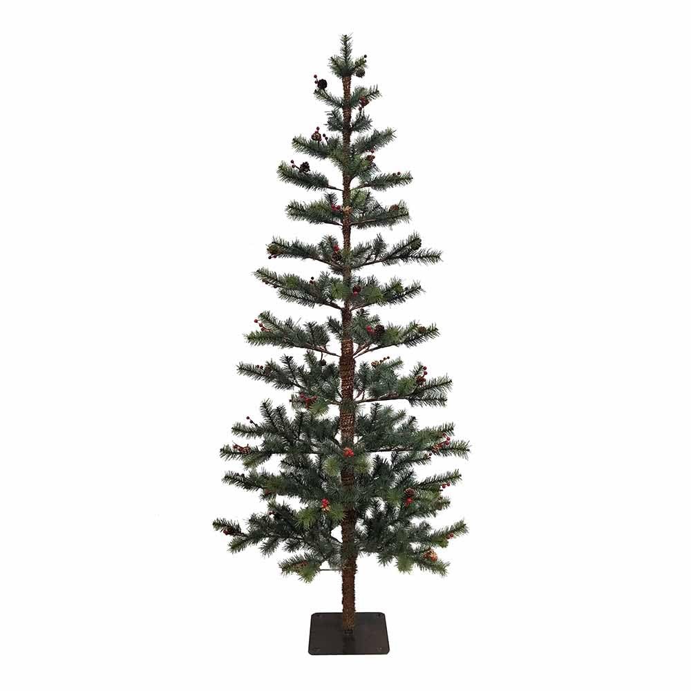 Kurt S. Adler 5 Foot Pine Tree Pinecones Berries Mixed Materials Everyday, Green