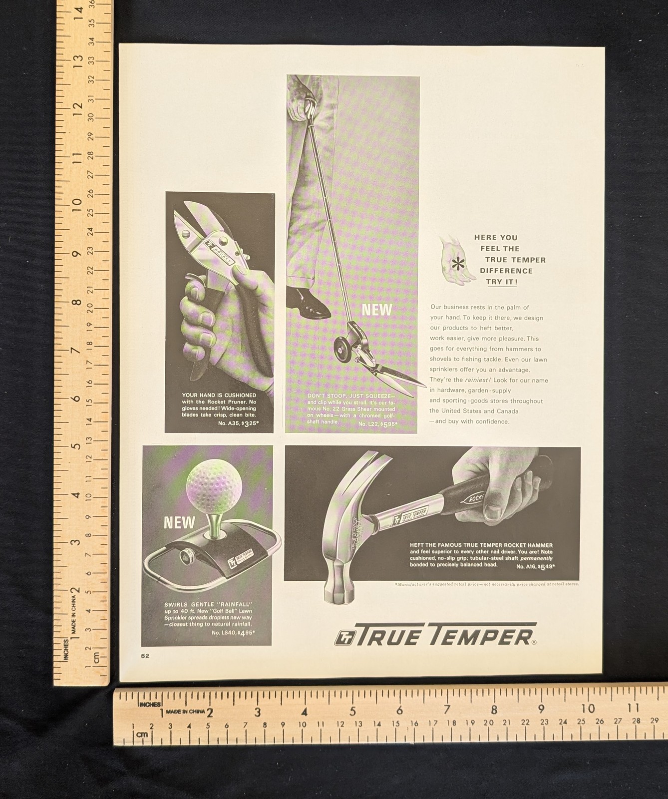 Vintage 1963 True Temper Tools and Equipment B&W Print Ad Full Page