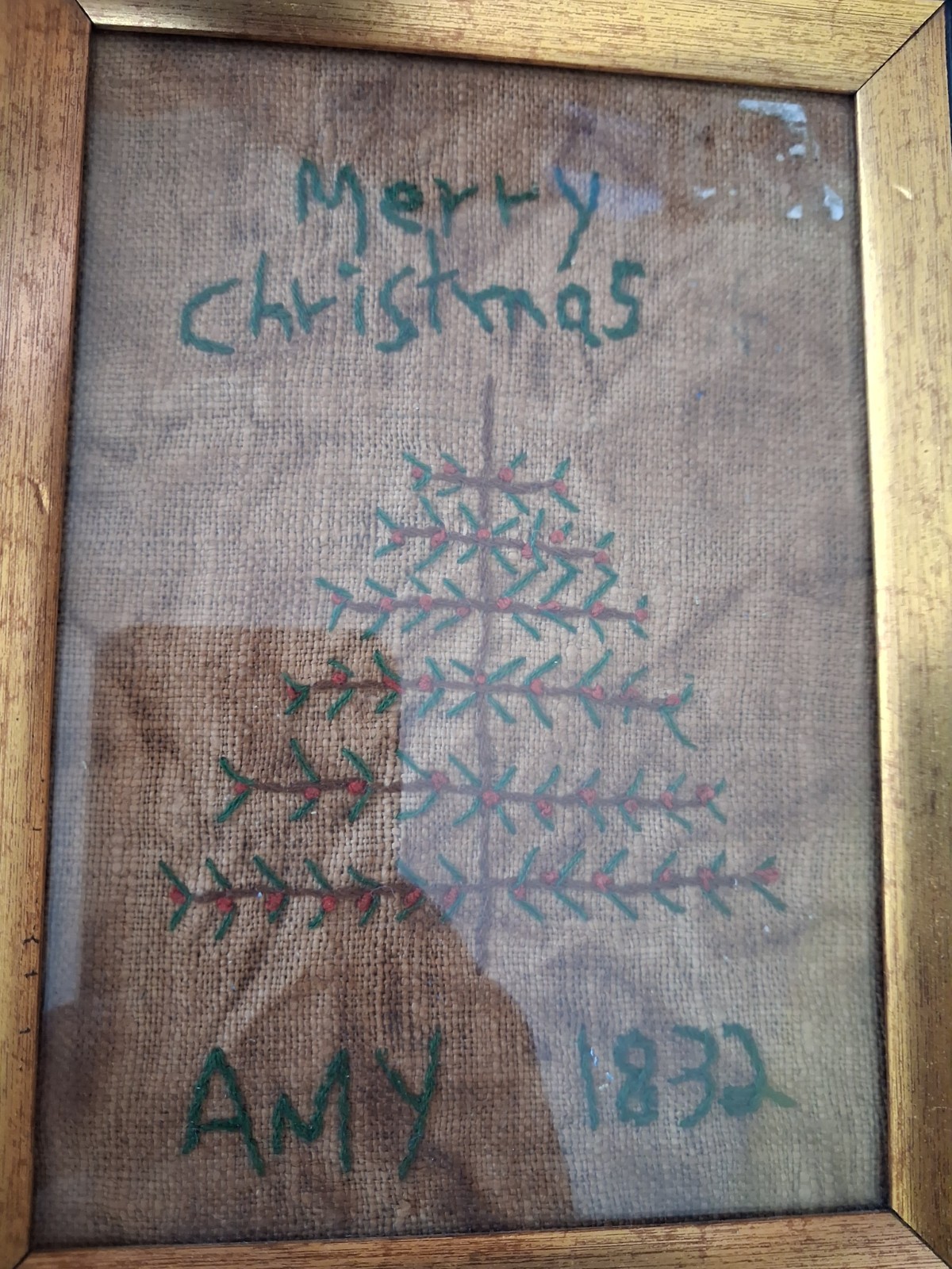1832 antique embroidered sampler 6.5x5.5 original