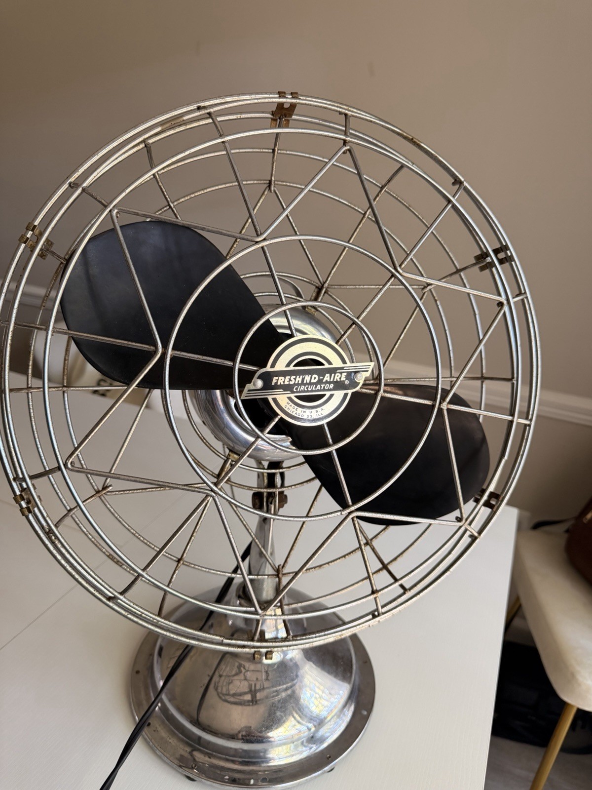 Vintage Fresh'nd-Aire Model 1400 Fan Circulator Antique Art Deco - WORKING
