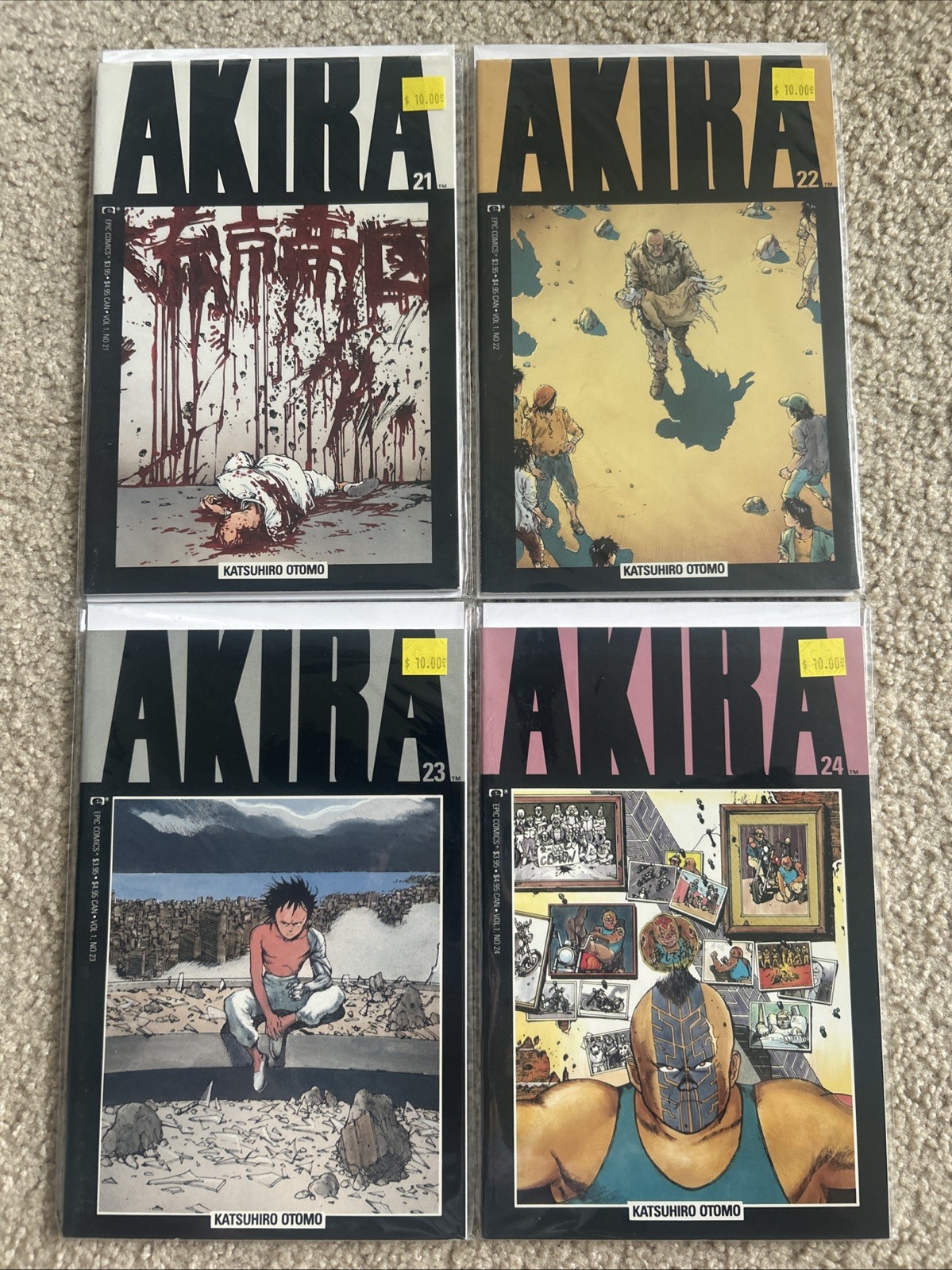 AKIRA Comic Lot Issues #21-#24 (Epic Comics/Marvel) Katsuhiro Otomo English