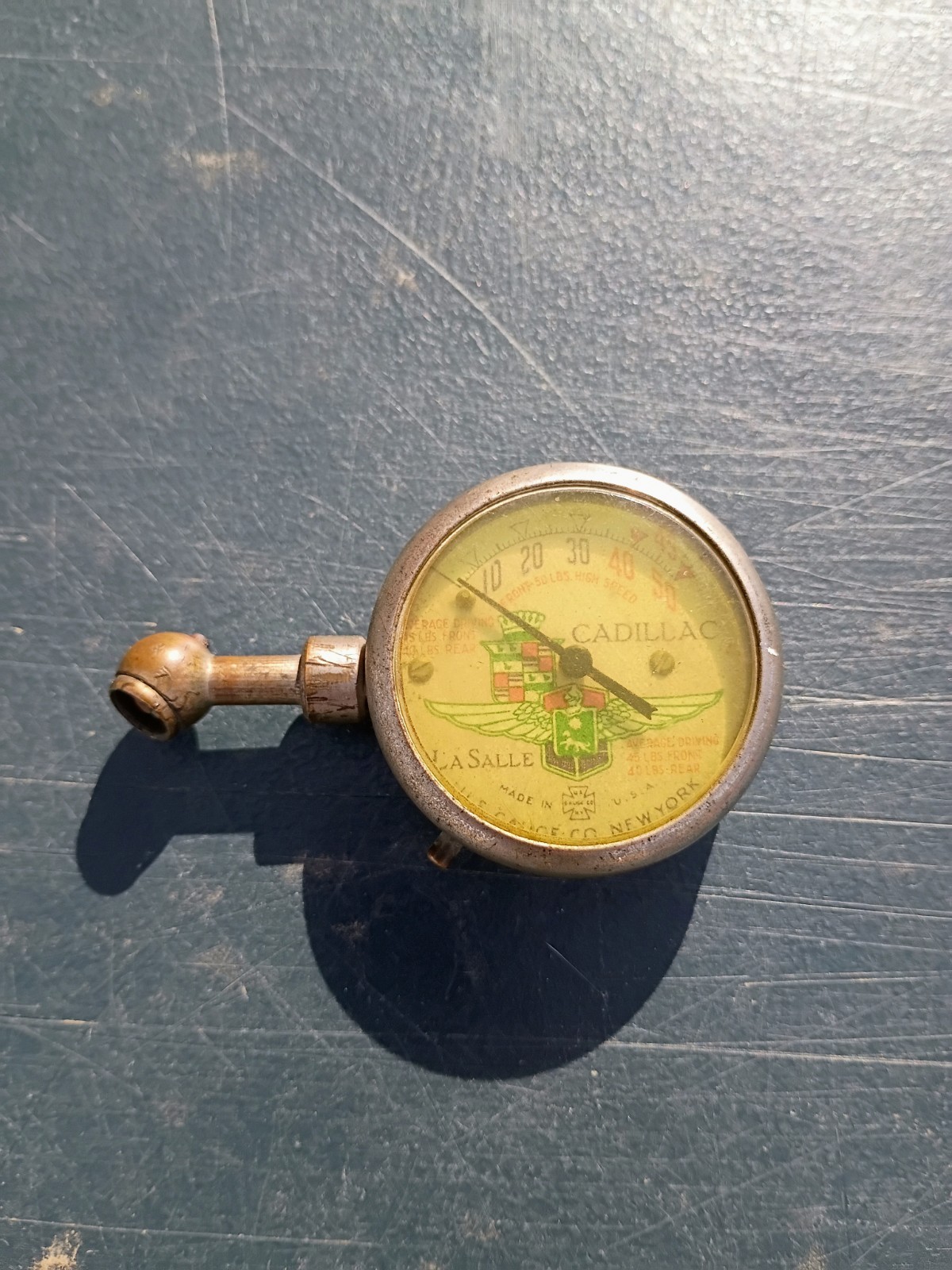 Antique CADILLAC LASALLE Tire Gauge U.S. Sellersville Pa 1920\'s working