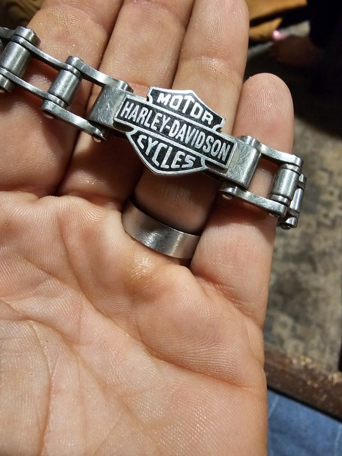 Harley-Davidson motorcycle chain link bracelet Silver 925