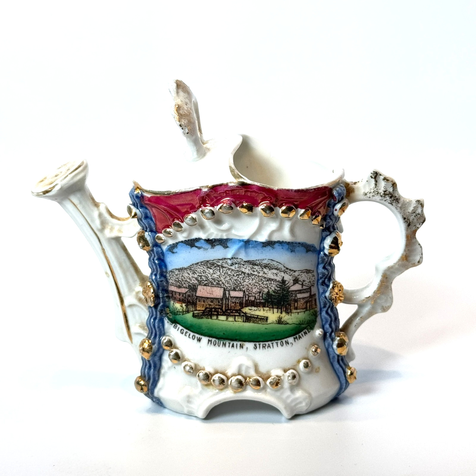 STRATTON - Bigfellow Mountain - MAINE ME Antique Souvenir China TRINKET Teapot