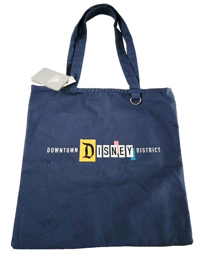 Disneyland Downtown Disney District Blue Canvas Tote With D-Ring Bag New