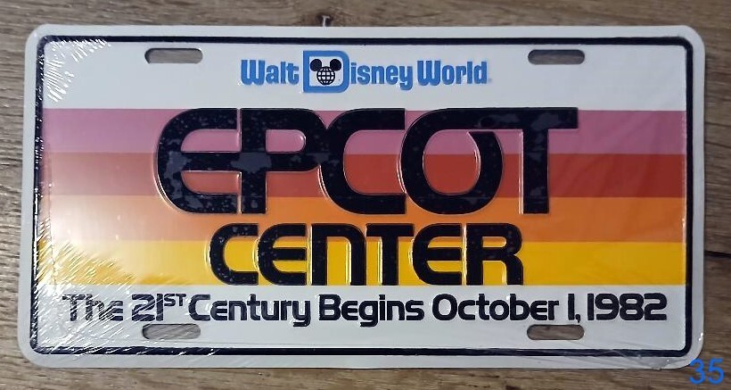 EPCOT Center - Pre-Opening Metal License Plate - Still Sealed