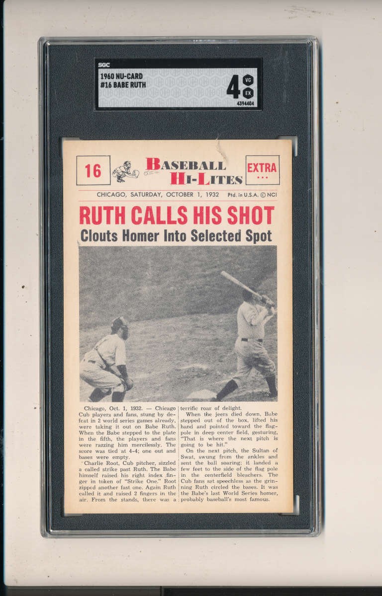 1960 nu-card #16 Babe Ruth baseball hi Lights card vg-ex 4 sgc bxm