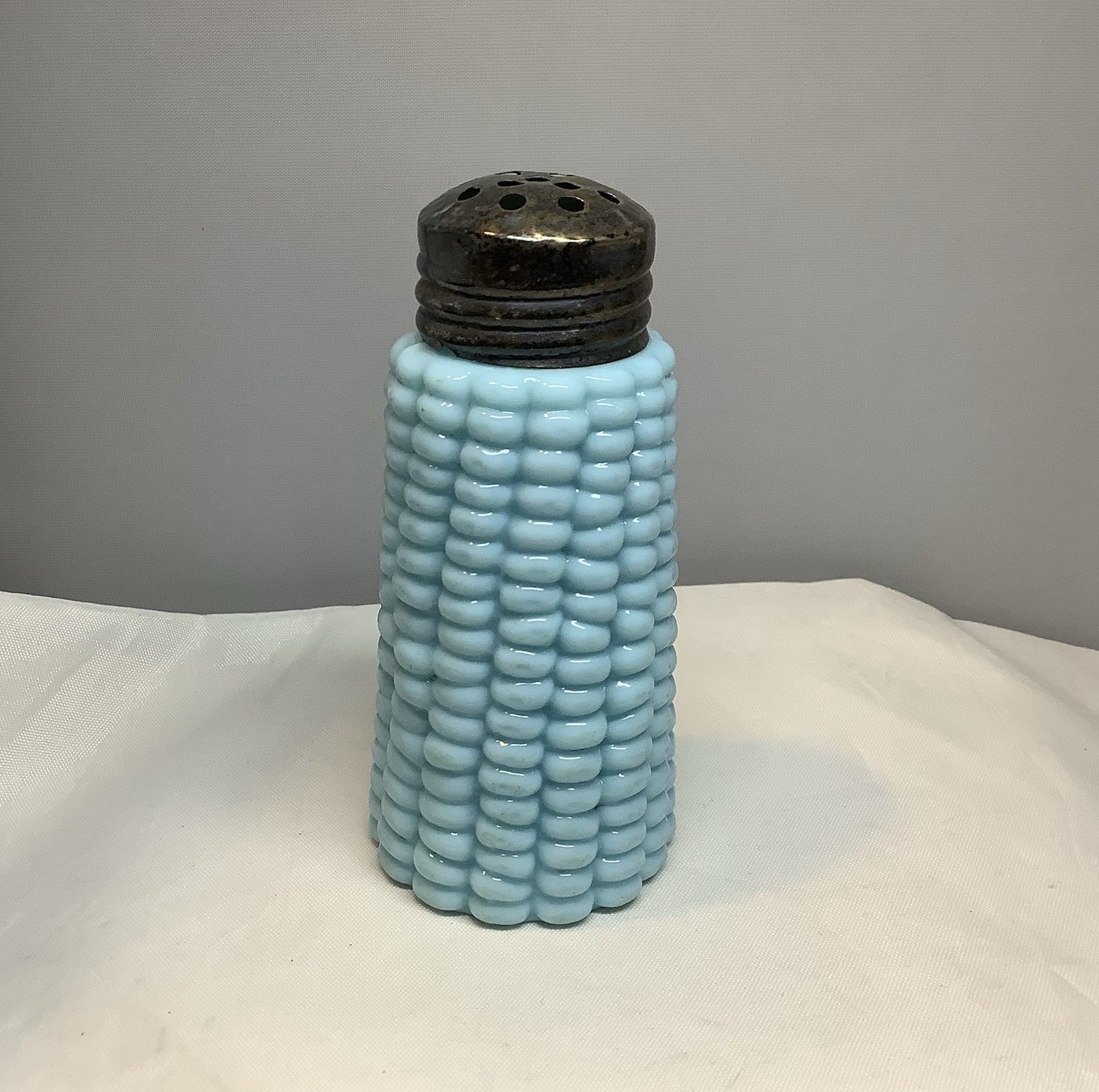Antique Maize Corn Single Blue Glass Shaker 3 Inch Dithridge & Co 1900 #2