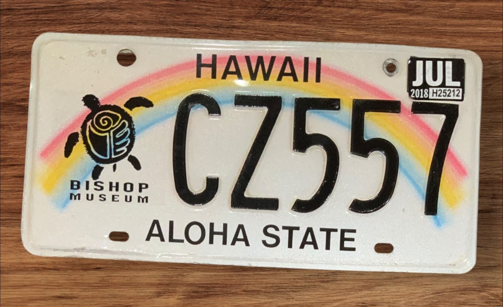 HAWAII TURTLE  BISHOP MUSEUM  GRAPHIC  AUTO LICENSE PLATE 