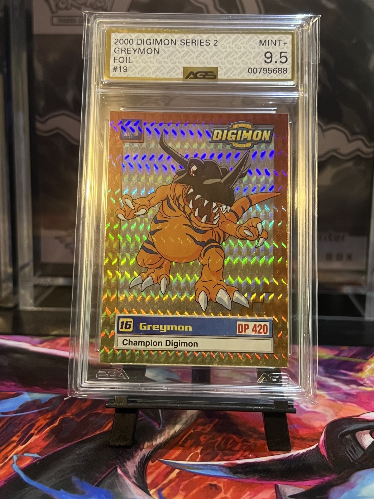 1999 Upper Deck Digimon GREYMON Foil #19 AGS 9.5