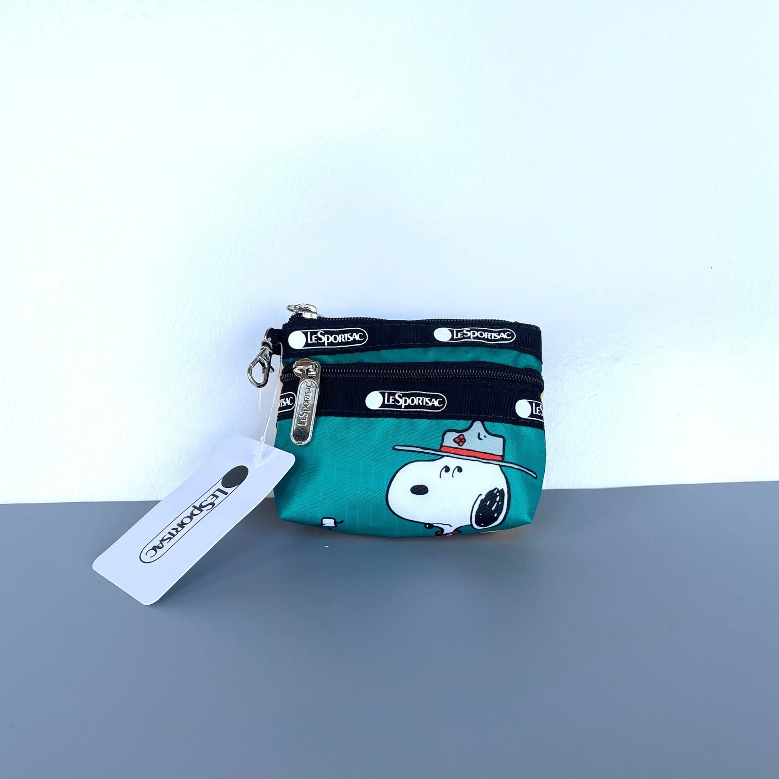 LeSportsac x Peanuts Snoopy 2-Zip Coin Purse Wristlet Pouch NWT