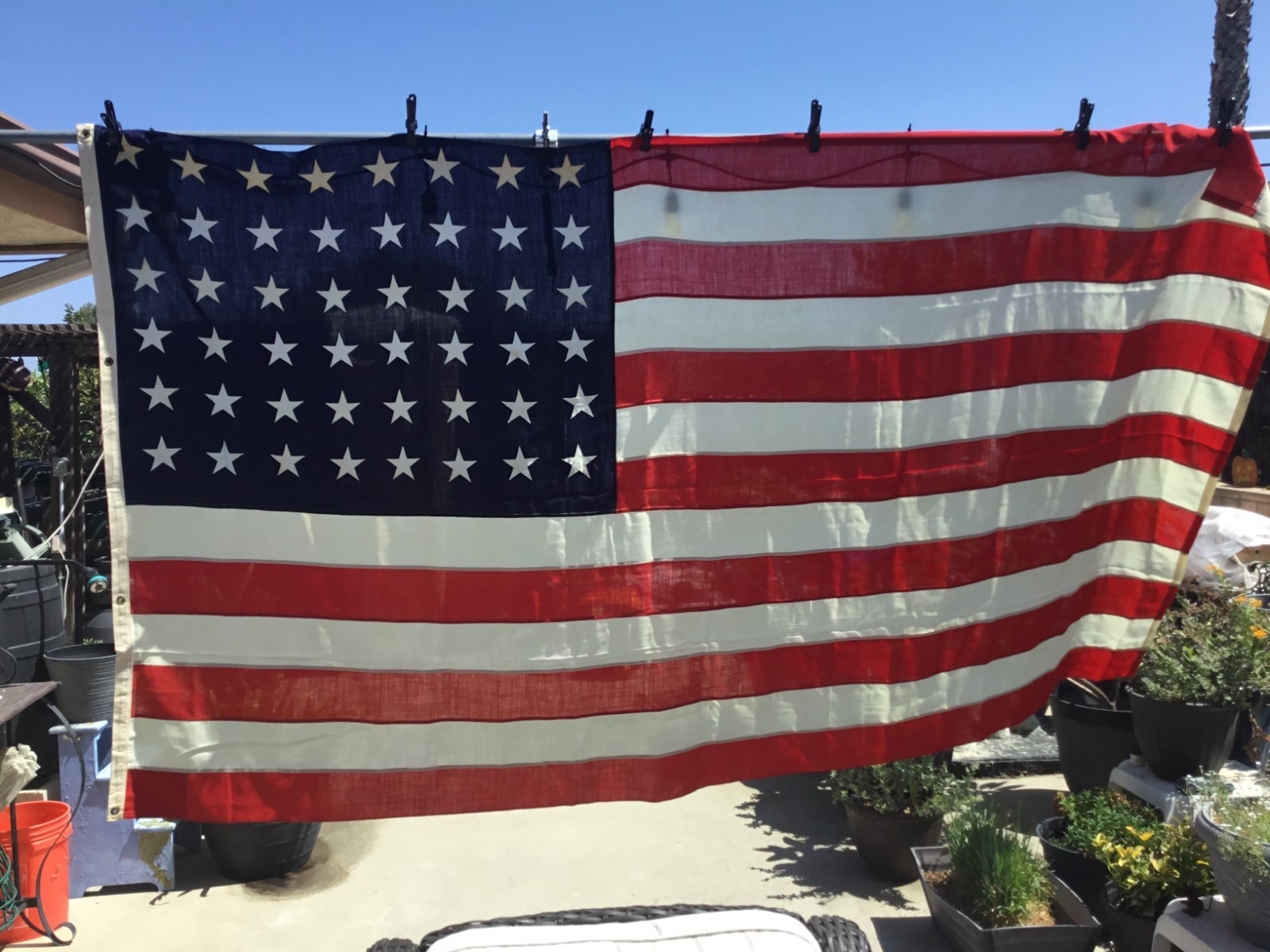 NICE WW2 WOOL 48 -STAR AMERICAN FLAG,  US ENS  7