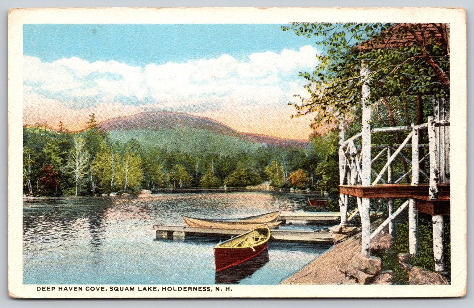 Vintage Deep Haven Cove Squam Lake Holderness NH Postcard 1917 AA189