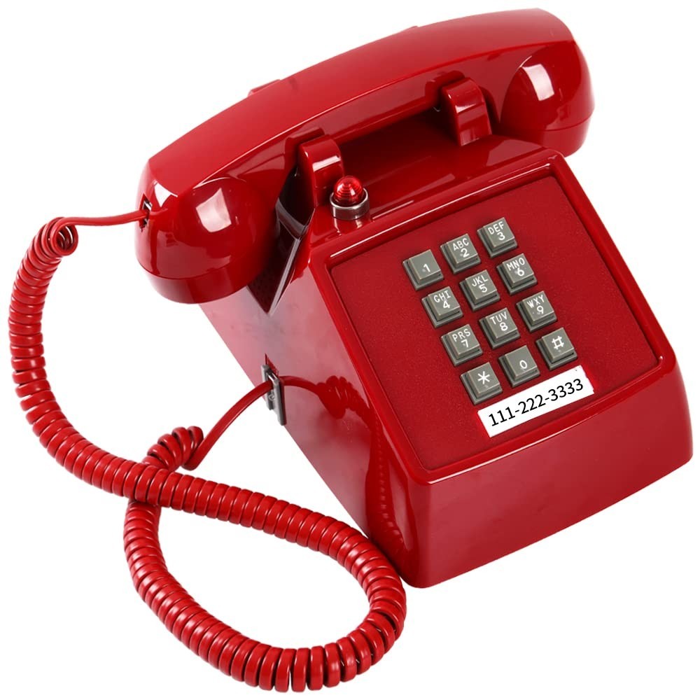 Vintage Red Corded Desk Phone - Classic 2500 Analog Telephone with Ringing Indic