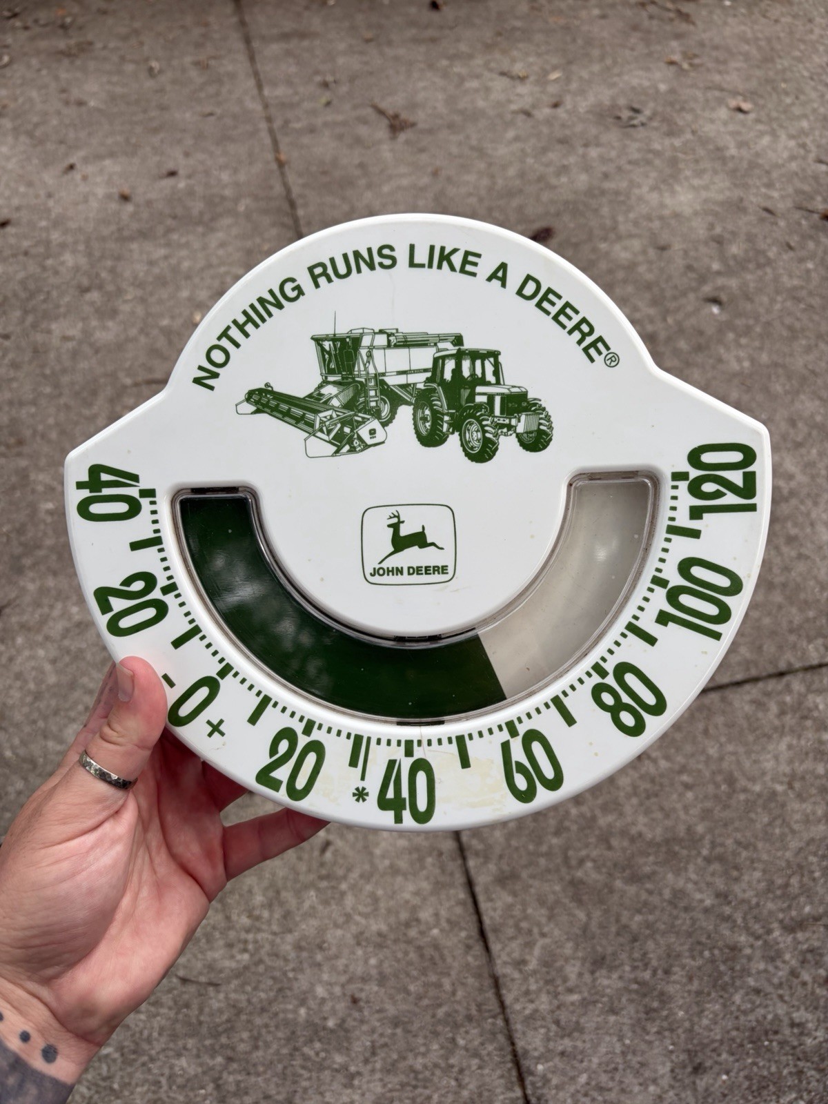 Rare Vtg John Deere Thermometer 1980s-90s Plastic Scale Style Tractor Graphics