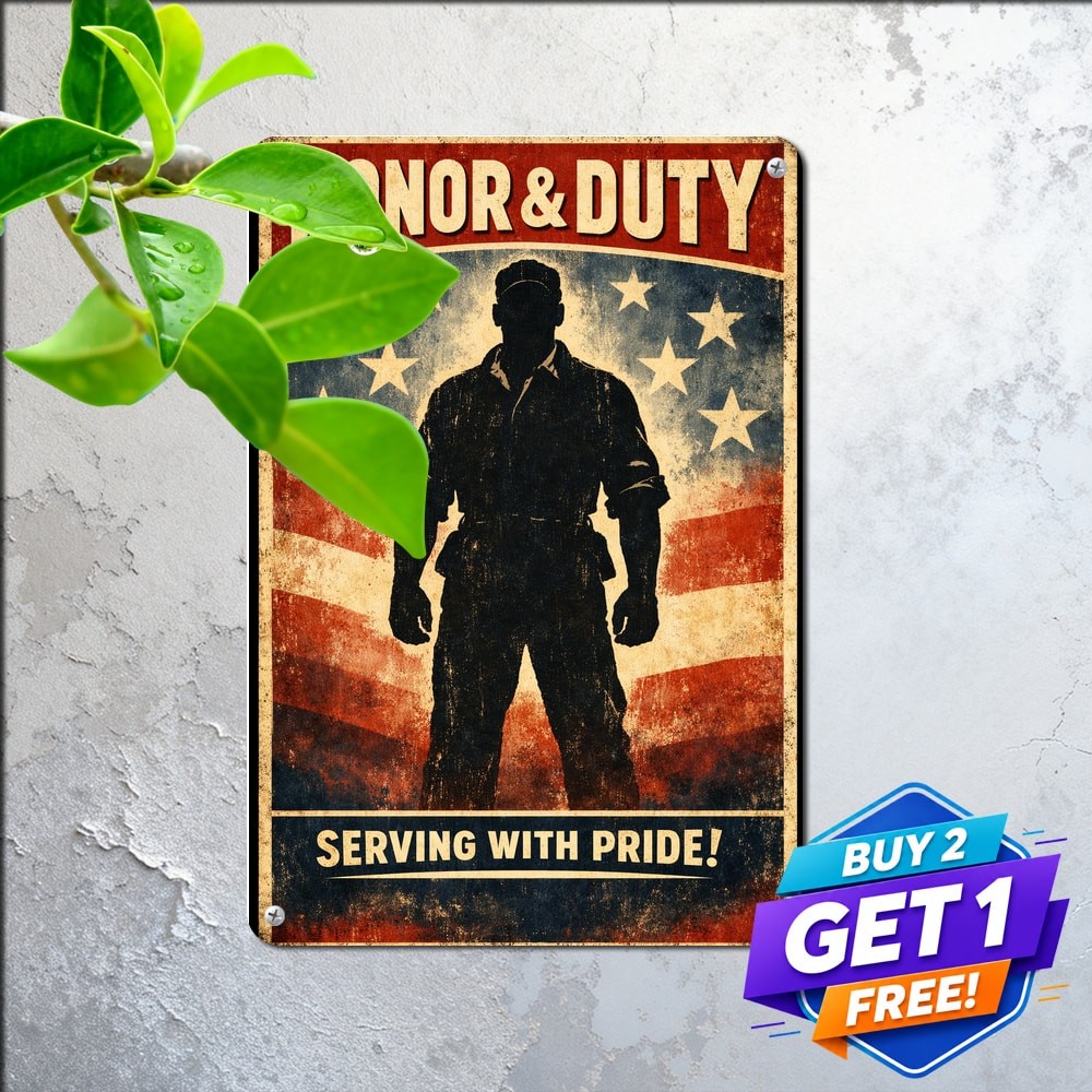 Patriotic Military Armed Forces Veteran Pride Plaque Metal Sign 8x12
