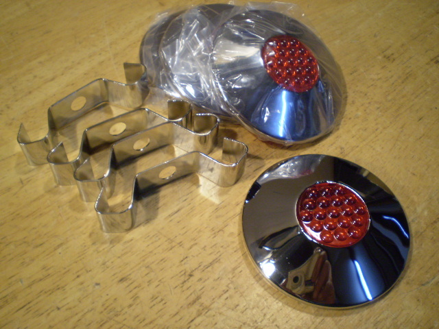 Bicycle Red Raspberry Reflector Chrome Hub Caps Monark Higgins Schwinn Shelby