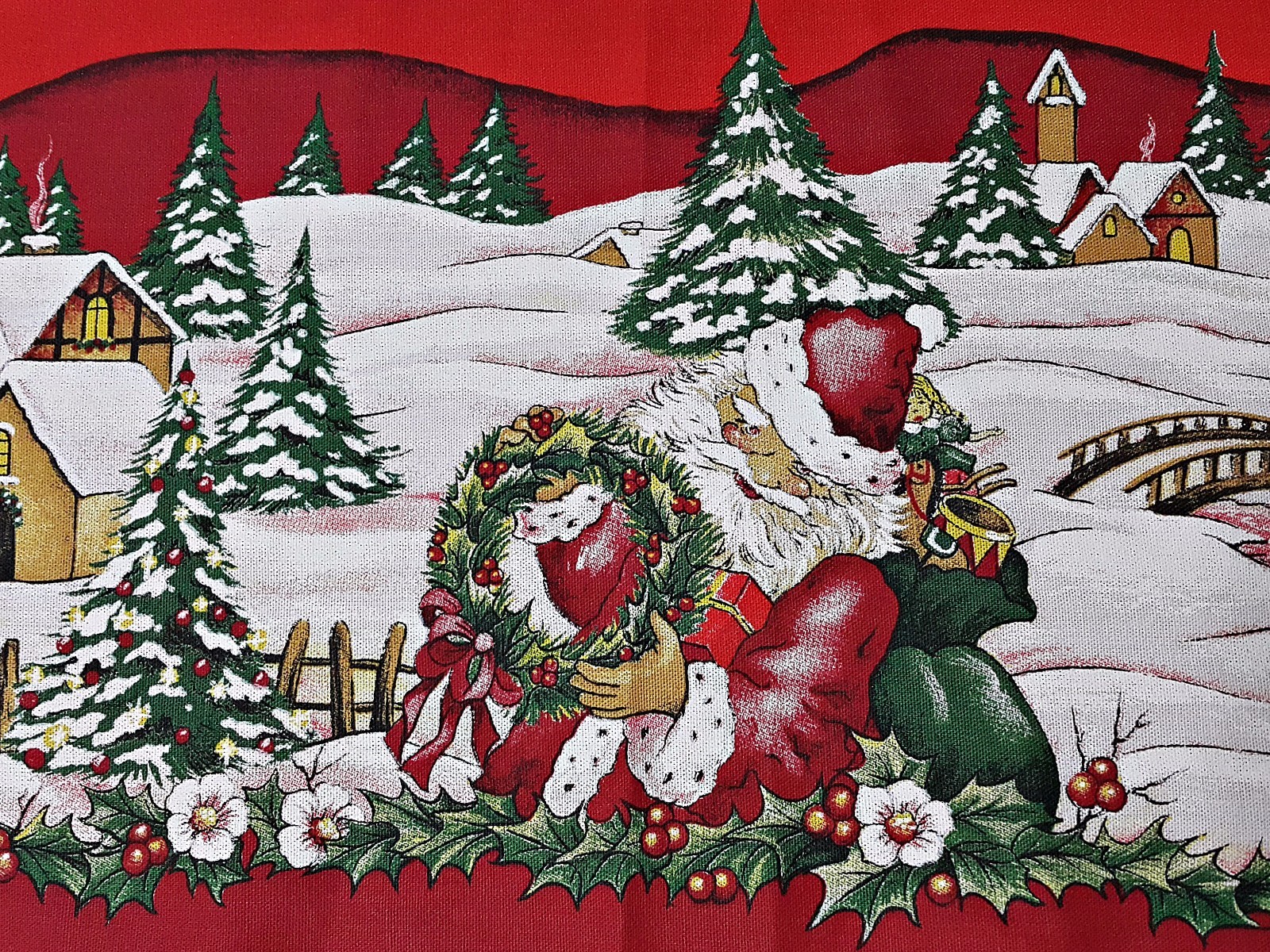 BRAZIL VINTAGE AUTHENTIC CHRISTMAS NIGHT RED GREEN COTTON 60\