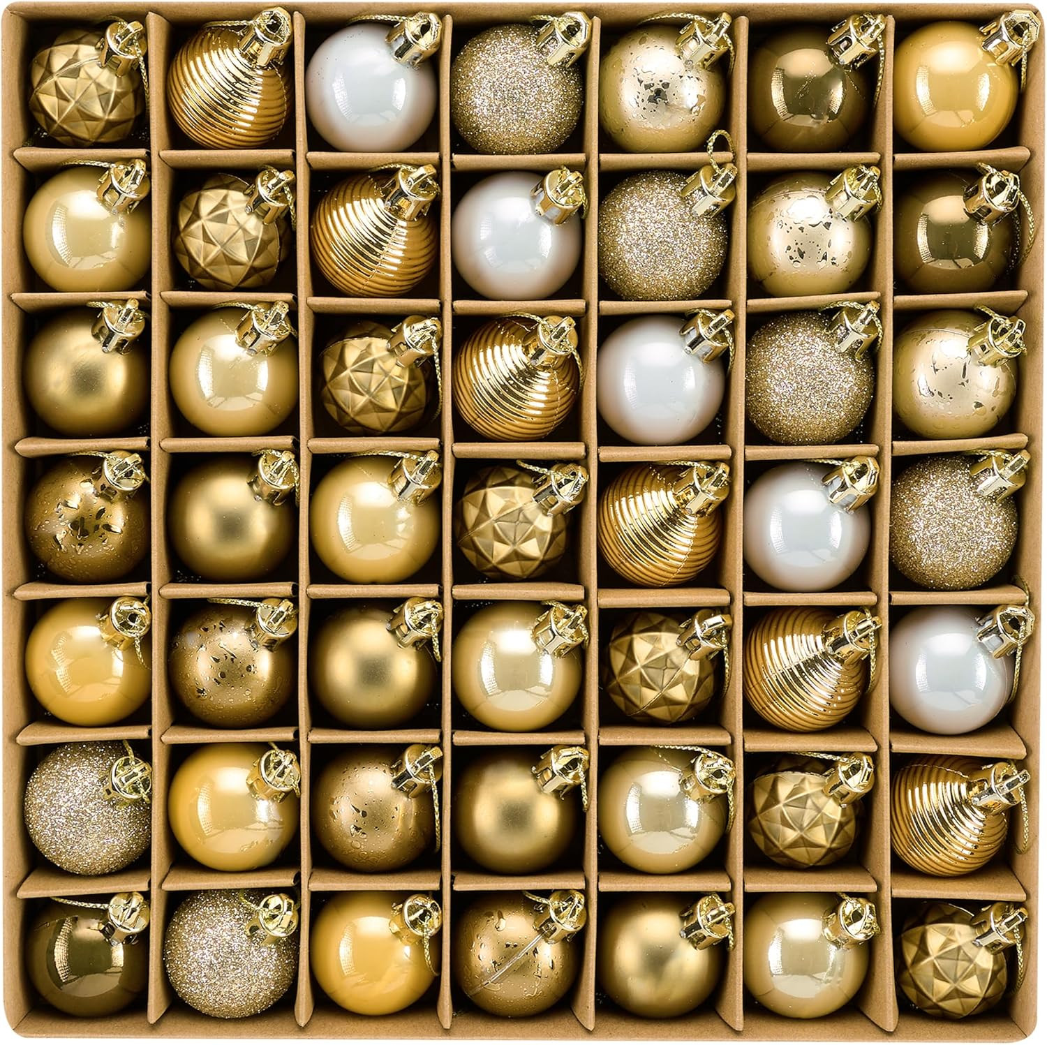 Decorbyhannah 49Ct Mini Christmas Ornaments Set Tree Decoration White Gold