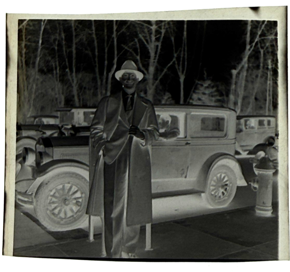 1934 New York Street Scene Original Photo Negative with Vintage Automobile