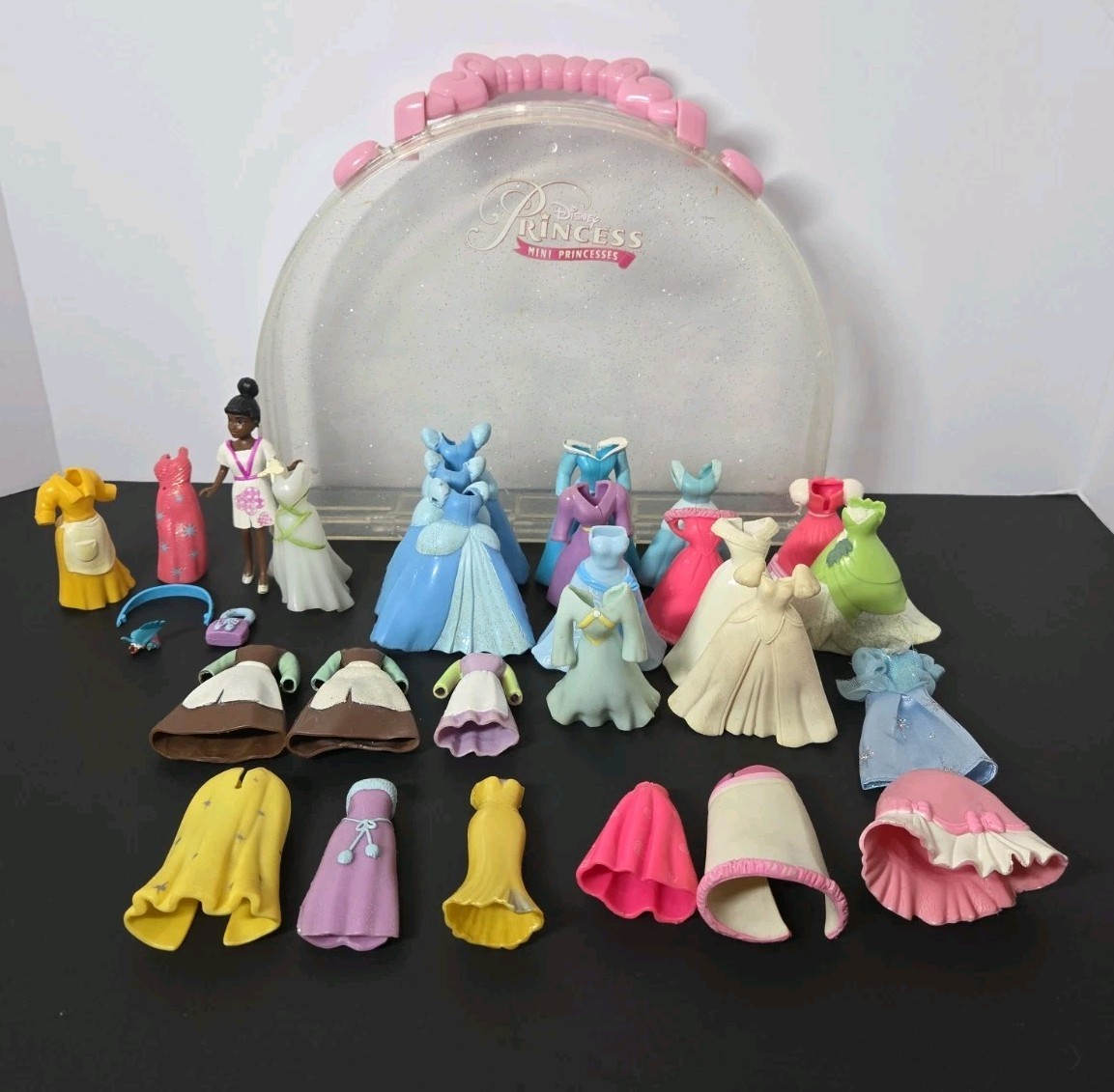 Disney Princess Mini Princesses Dress Up Lot w/ Original Case 30 Pc Tiana