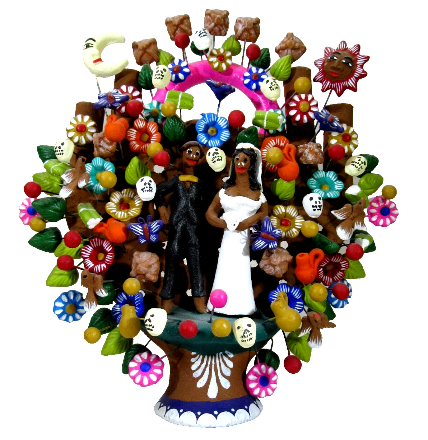 Mexican Folk Art OSCAR SOTENO Tree of Life Candelabra Metepec Catrina Wedding