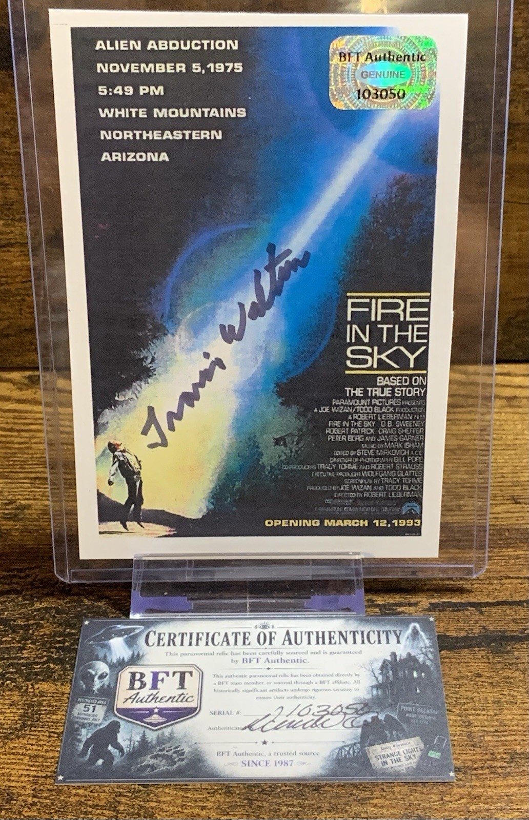 Travis Walton Signed Postcard UFO Alien Encounter Auto w/ COA