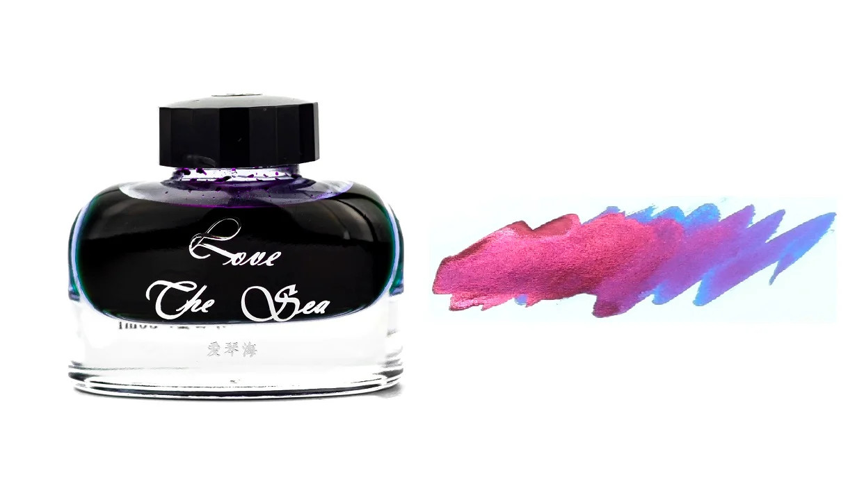 Ostrich Sheening Fountain Pen Ink Bottle, 30ml, Love The Sea