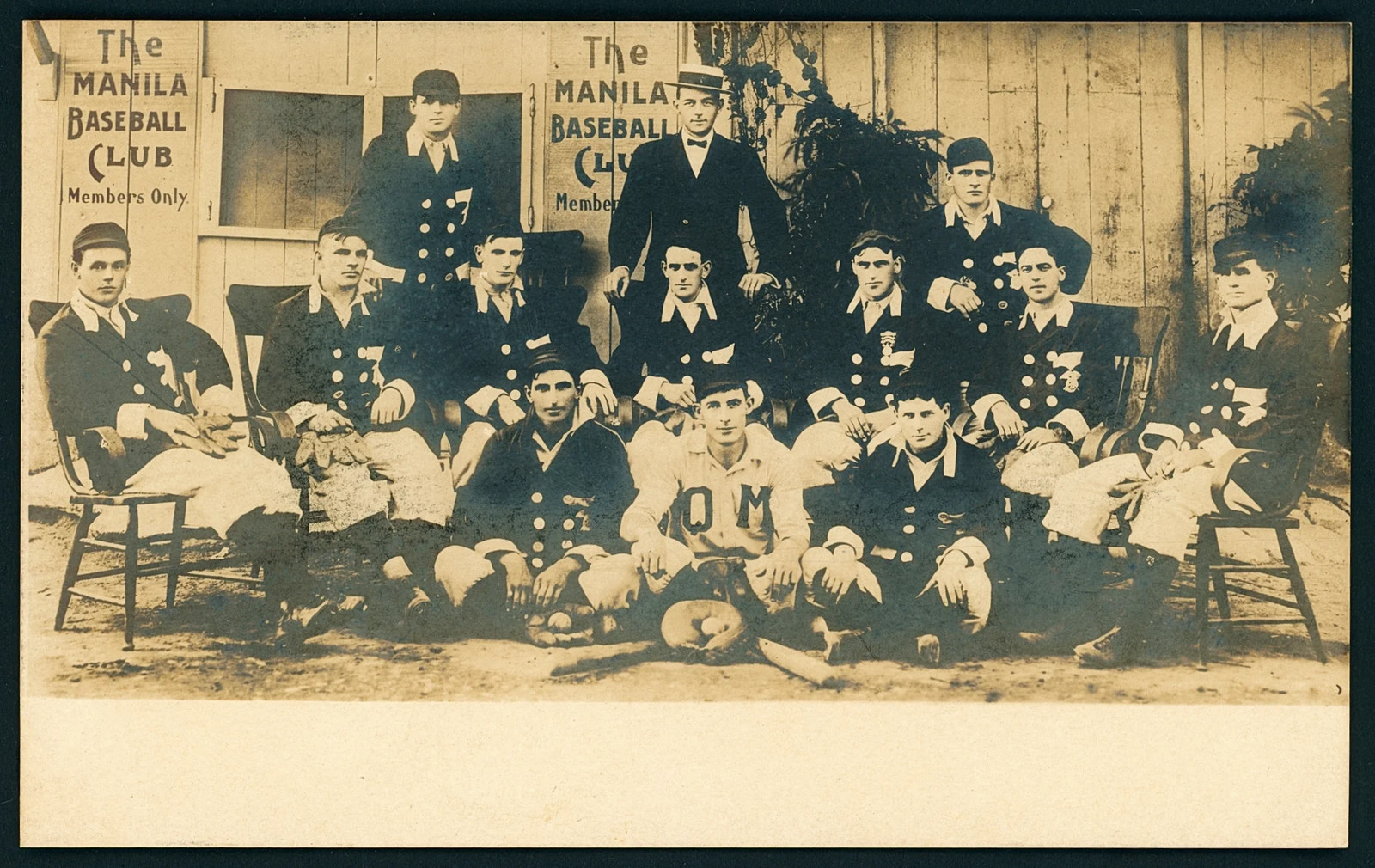1907 Velox Original Vintage Real Photo Postcard RPPC The Manila Baseball Club